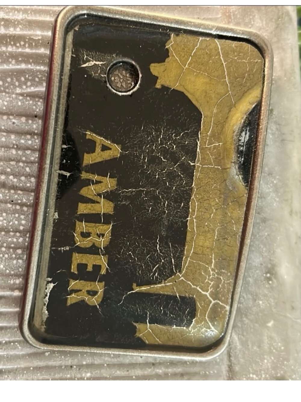License plate Belt buckle NEW artisan made it says AMBER